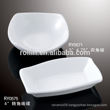 Hotel&restaurant rectangular white porcelain, dinnerware dish, crockery sauce plate